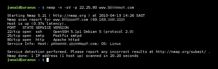 Nmap scan of a Target (ports 22, 25 and 80) Nmap scan of a Target (ports 22, 25 and 80)
