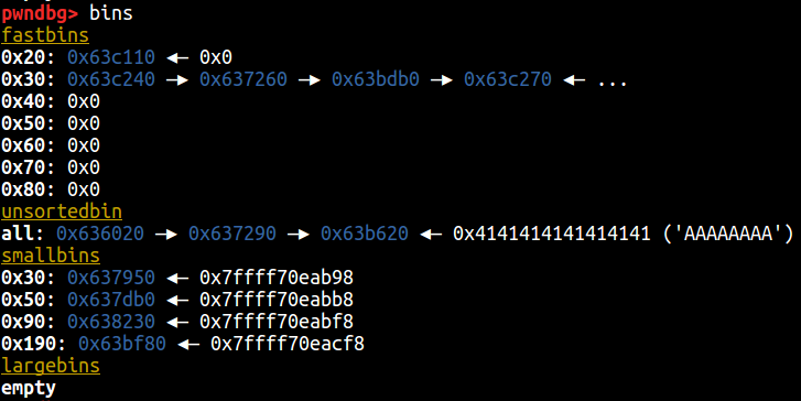 Controlling address in unsorted bins